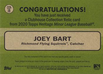 2020 Topps Heritage Minor League - Clubhouse Collection Relics #CCR-JB Joey Bart Back