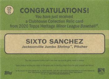 2020 Topps Heritage Minor League - Clubhouse Collection Relics #CCR-SS Sixto Sanchez Back