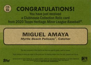 2020 Topps Heritage Minor League - Clubhouse Collection Relics Blue #CCR-MA Miguel Amaya Back