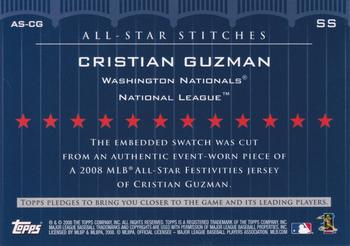 2008 Topps Updates & Highlights - All-Star Stitches Gold #AS-CG Cristian Guzman Back