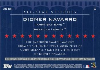 2008 Topps Updates & Highlights - All-Star Stitches Gold #AS-DN Dioner Navarro Back