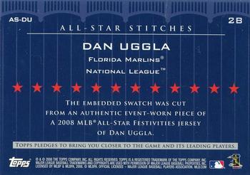 2008 Topps Updates & Highlights - All-Star Stitches Gold #AS-DU Dan Uggla Back