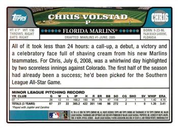 2008 Topps Updates & Highlights - Chrome #CHR16 Chris Volstad Back