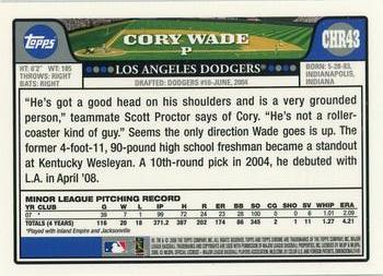 2008 Topps Updates & Highlights - Chrome #CHR43 Cory Wade Back