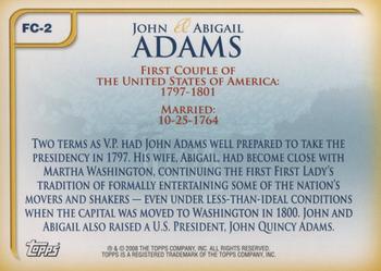2008 Topps Updates & Highlights - First Couples #FC-2 John Adams / Abigail Adams Back