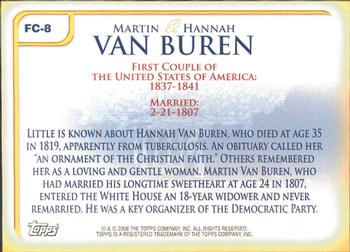 2008 Topps Updates & Highlights - First Couples #FC-8 Martin Van Buren / Hannah Van Buren Back