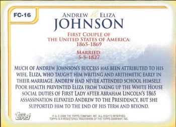 2008 Topps Updates & Highlights - First Couples #FC-16 Andrew Johnson / Eliza Johnson Back