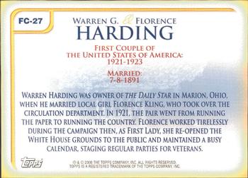 2008 Topps Updates & Highlights - First Couples #FC-27 Warren G. Harding  / Florence Harding Back
