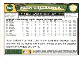 2008 Topps Updates & Highlights - Gold #UH97 Sean Gallagher Back