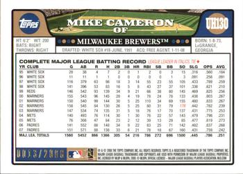 2008 Topps Updates & Highlights - Gold #UH130 Mike Cameron Back