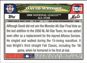 2008 Topps Updates & Highlights - Gold #UH148 David Wright Back