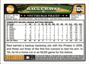 2008 Topps Updates & Highlights - Gold #UH242 Raul Chavez Back