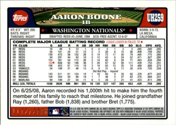 2008 Topps Updates & Highlights - Gold #UH259 Aaron Boone Back