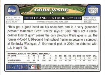 2008 Topps Updates & Highlights - Gold #UH297 Cory Wade Back