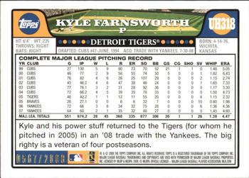 2008 Topps Updates & Highlights - Gold #UH318 Kyle Farnsworth Back