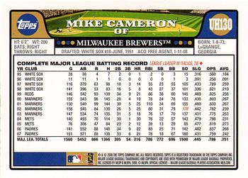 2008 Topps Updates & Highlights - Gold Foil #UH130 Mike Cameron Back