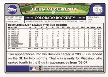 2008 Topps Updates & Highlights - Gold Foil #UH175 Luis Vizcaino Back