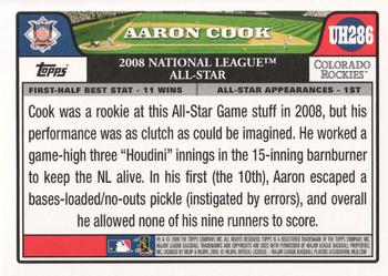 2008 Topps Updates & Highlights - Gold Foil #UH286 Aaron Cook Back