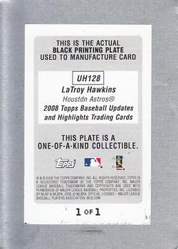2008 Topps Updates & Highlights - Printing Plates Black #UH128 LaTroy Hawkins Back