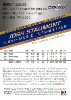 2019 Choice Omaha Storm Chasers #16 Josh Staumont Back