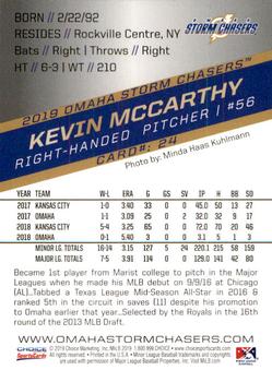 2019 Choice Omaha Storm Chasers #24 Kevin McCarthy Back