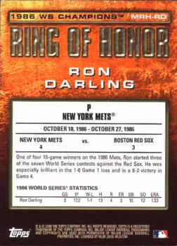 2008 Topps Updates & Highlights - Ring of Honor: 1986 New York Mets #MRH-RD Ron Darling Back