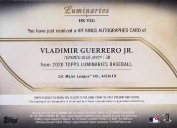 2020 Topps Luminaries - Hit Kings Autographs Blue #HK-VLG Vladimir Guerrero Jr. Back