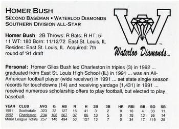 1993 Midwest League All-Stars #NNO Homer Bush Back