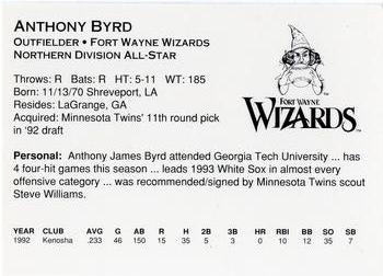 1993 Midwest League All-Stars #NNO Anthony Byrd Back