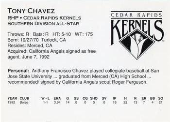 1993 Midwest League All-Stars #NNO Tony Chavez Back