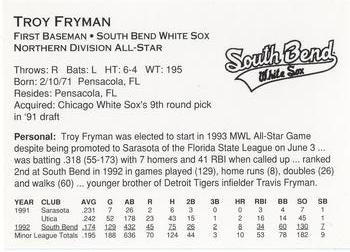 1993 Midwest League All-Stars #NNO Troy Fryman Back