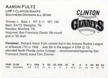 1993 Midwest League All-Stars #NNO Aaron Fultz Back
