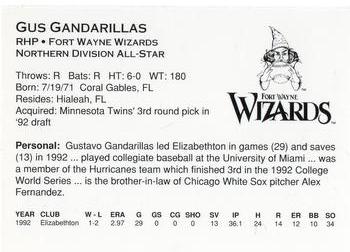 1993 Midwest League All-Stars #NNO Gus Gandarillas Back