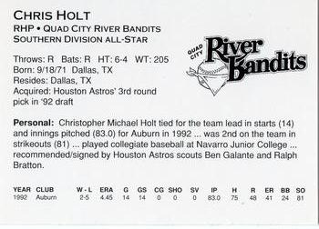 1993 Midwest League All-Stars #NNO Chris Holt Back