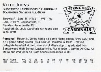 1993 Midwest League All-Stars #NNO Keith Johns Back