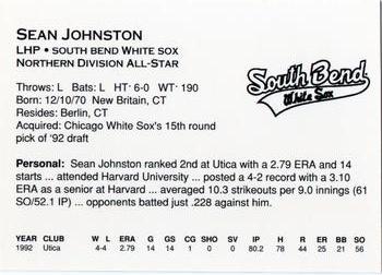 1993 Midwest League All-Stars #NNO Sean Johnston Back