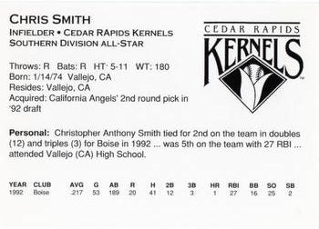 1993 Midwest League All-Stars #NNO Chris Smith Back