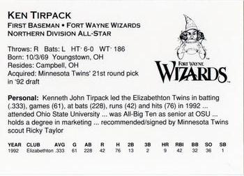 1993 Midwest League All-Stars #NNO Ken Tirpack Back