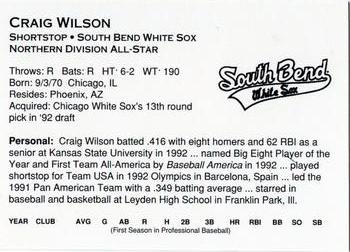 1993 Midwest League All-Stars #NNO Craig Wilson Back