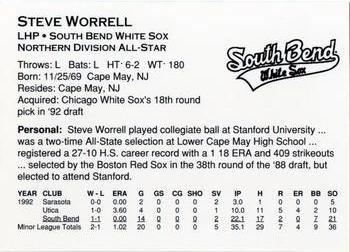 1993 Midwest League All-Stars #NNO Steve Worrell Back