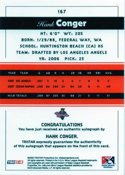 2008 TriStar PROjections - Autographs #167 Hank Conger Back
