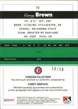 2008 TriStar PROjections - Autographs Reflectives Green #72 Corey Brown Back