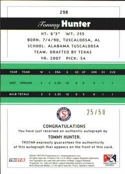 2008 TriStar PROjections - Autographs Reflectives Green #298 Tommy Hunter Back