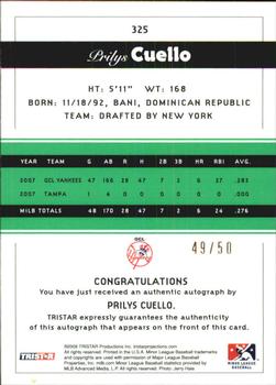 2008 TriStar PROjections - Autographs Reflectives Green #325 Prily Cuello Back