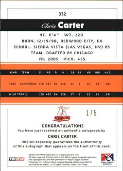2008 TriStar PROjections - Autographs Reflectives Orange #385 Chris Carter Back