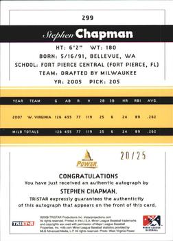 2008 TriStar PROjections - Autographs Reflectives Yellow #299 Stephen Chapman Back