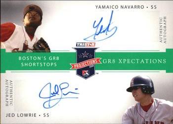 2008 TriStar PROjections - GR8 Xpectations Autographs Dual Green #NL Yamaico Navarro / Jed Lowrie Front