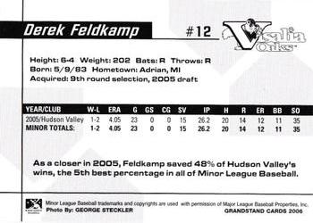 2006 Grandstand Visalia Oaks #NNO Derek Feldkamp Back