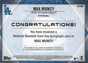 2020 Topps National Baseball Card Day - Autographs #AU-MM Max Muncy Back