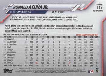2020 Topps Chrome - Refractor #112 Ronald Acuña Jr. Back